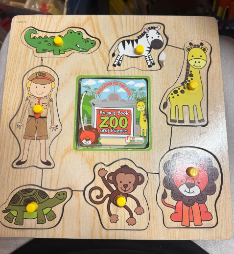 First Learning Board Book Zoo and Puzzle